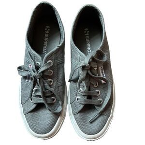 SUPERGA Sneakers Cotu Classic Gray Canvas Trainers Shoes Lace Up size 36/6M